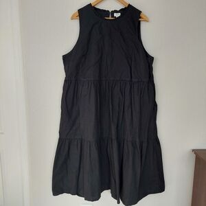 J.Crew Black Sleeveless Tiered Midi Dress With Pockets Size 20
